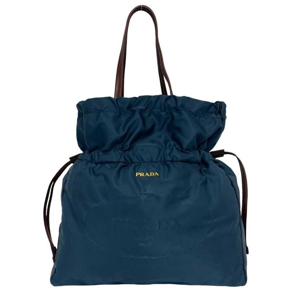 Prada Tessuto Pocono Nylon Leather Tote Bag